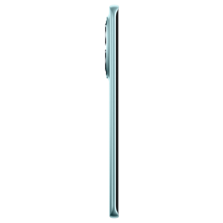 Smartphone Poco M8 5G verde, lado esquerdo com câmeras e botões, em fundo branco.