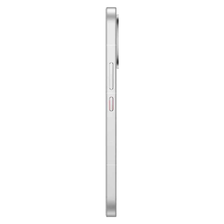 Poco X8 Pro Max 5G branco, lado lateral com botoeiras e bandeja de cartão SIM.