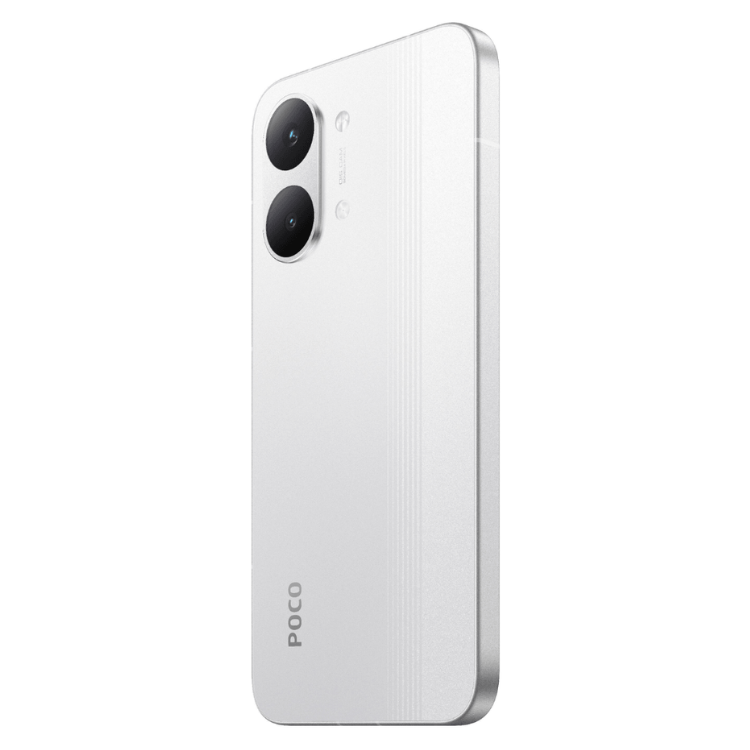 POCO X8 Pro Max 5G branco, smartphone com duas câmaras traseiras.