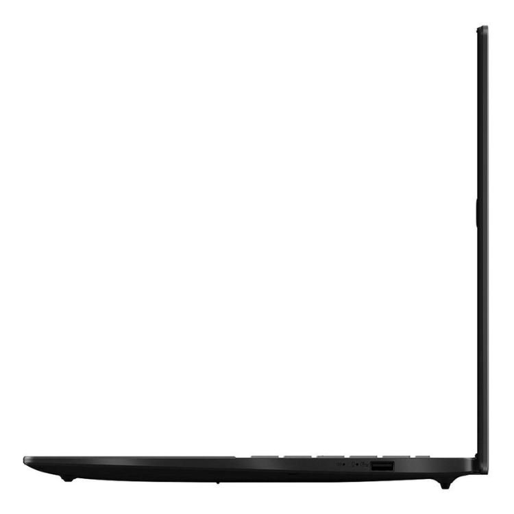 Black Asus gaming laptop side view, 16-inch, slim profile.