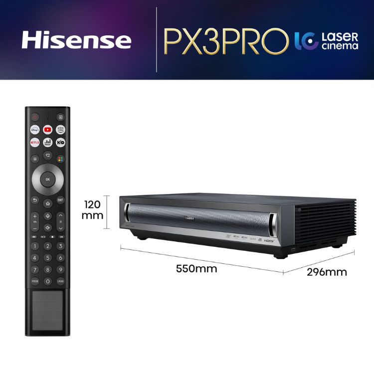 Projetor Hisense PX3 Pro Laser Cinema UST 4K UHD TriChroma RGB