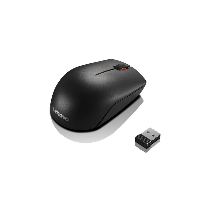 Lenovo wireless mouse, black, 1000 DPI, with USB receiver.