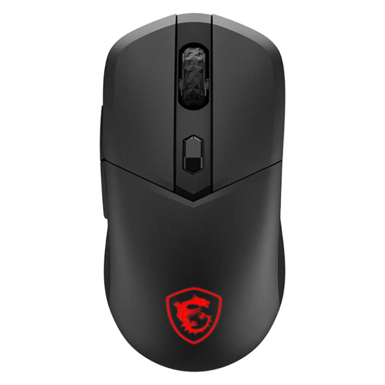 Black MSI gaming mouse with red logo, 26000 DPI optical sensor.