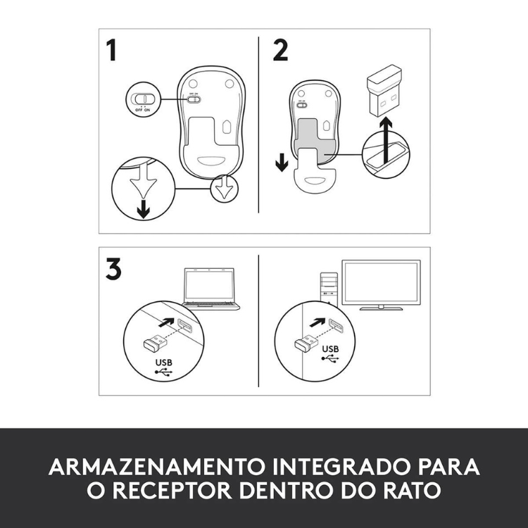 Rato Óptico Logitech M185 Wireless Cinzento