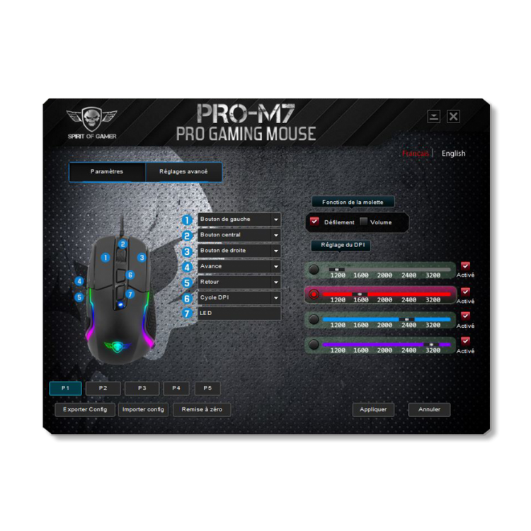 Rato Spirit Of Gamer Pro-M7 RGB 4800DPI Preto