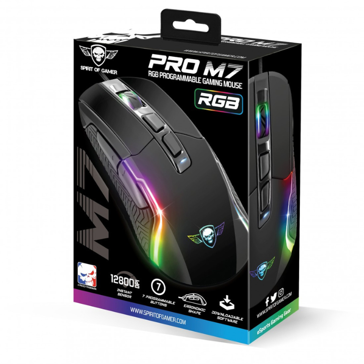 Rato Spirit Of Gamer Pro-M7 RGB 4800DPI Preto