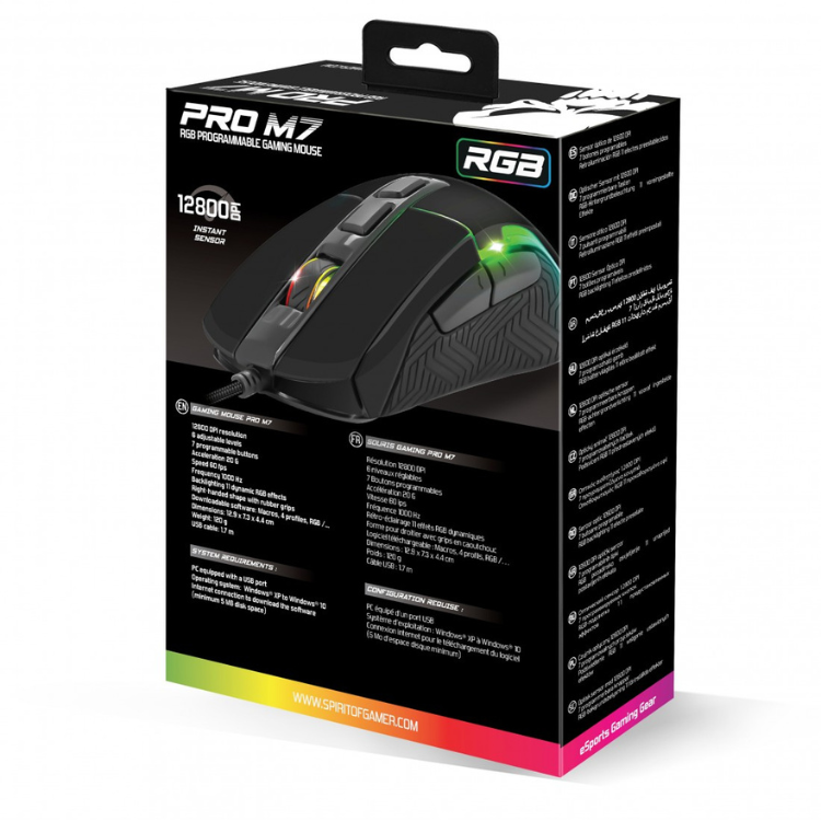 Rato Spirit Of Gamer Pro-M7 RGB 4800DPI Preto