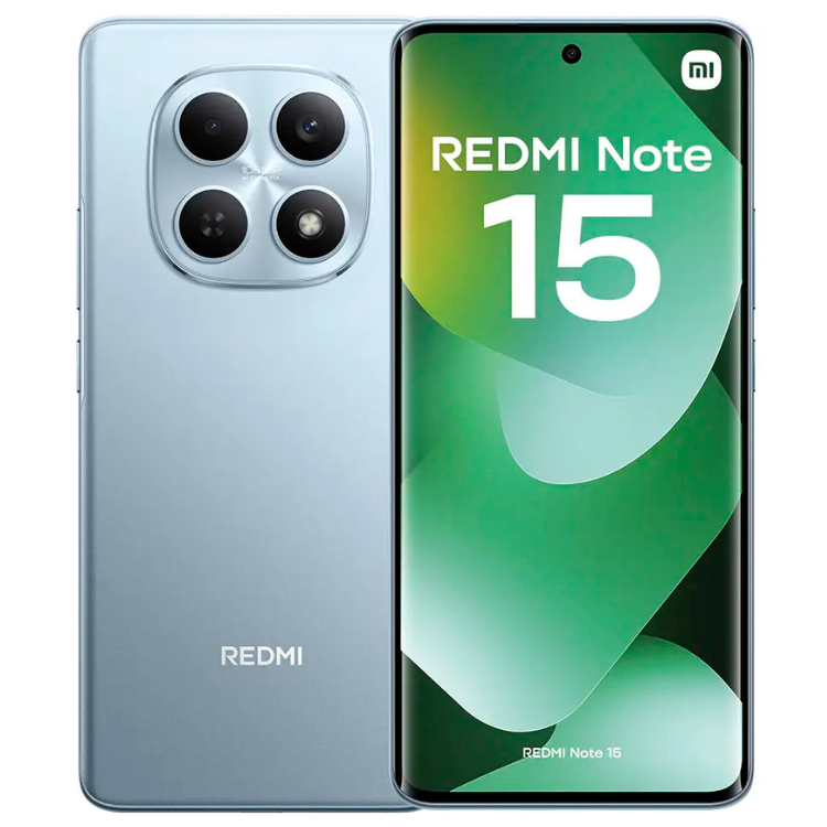 Smartphone Xiaomi Redmi Note 15, 6GB/128GB, Dual Sim, Azul, com ecrã de 6.77 polegadas.