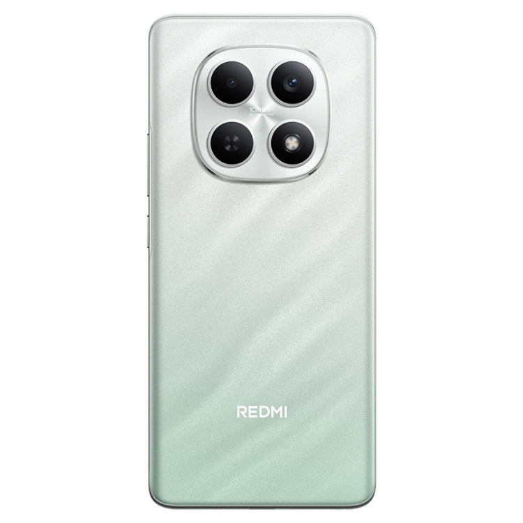 Smartphone Xiaomi Redmi verde com quatro câmeras e logotipo Redmi.
