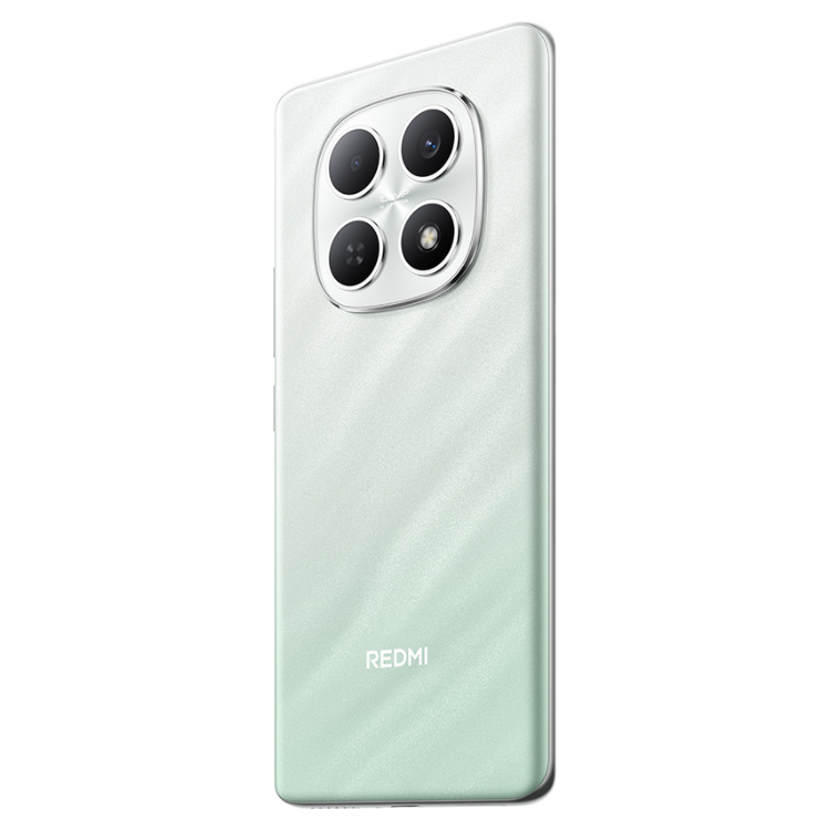 Smartphone Xiaomi Redmi verde com quatro câmeras e logotipo Redmi.