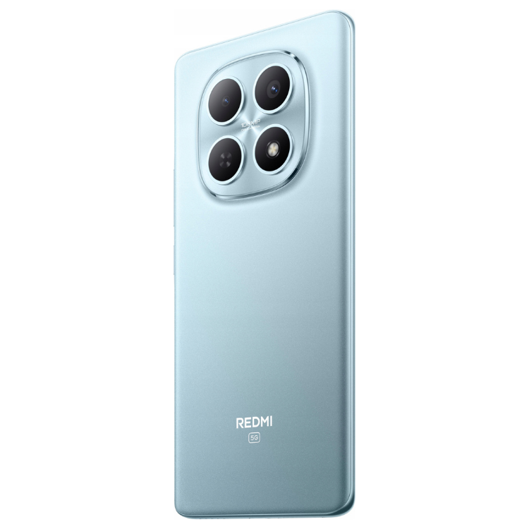Smartphone Xiaomi Redmi Note 15 5G, azul, câmaras quádruplas na parte traseira.