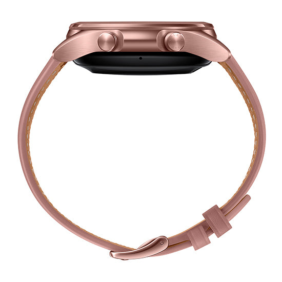 Relógio inteligente Samsung Galaxy Watch3, 41mm, LTE, bronze, pulseira de couro.