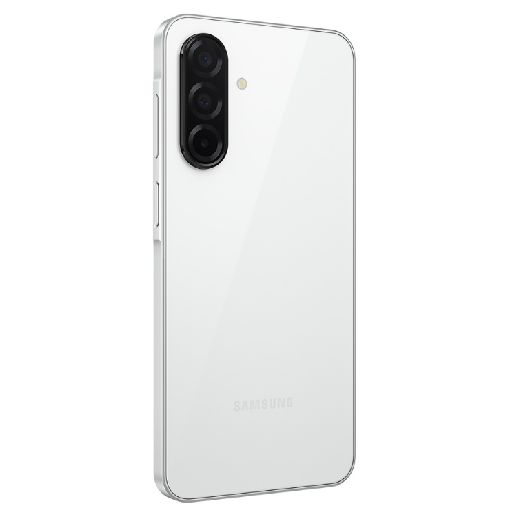 Samsung Galaxy A26 5G branco, 8GB/256GB, câmera tripla na parte de trás.