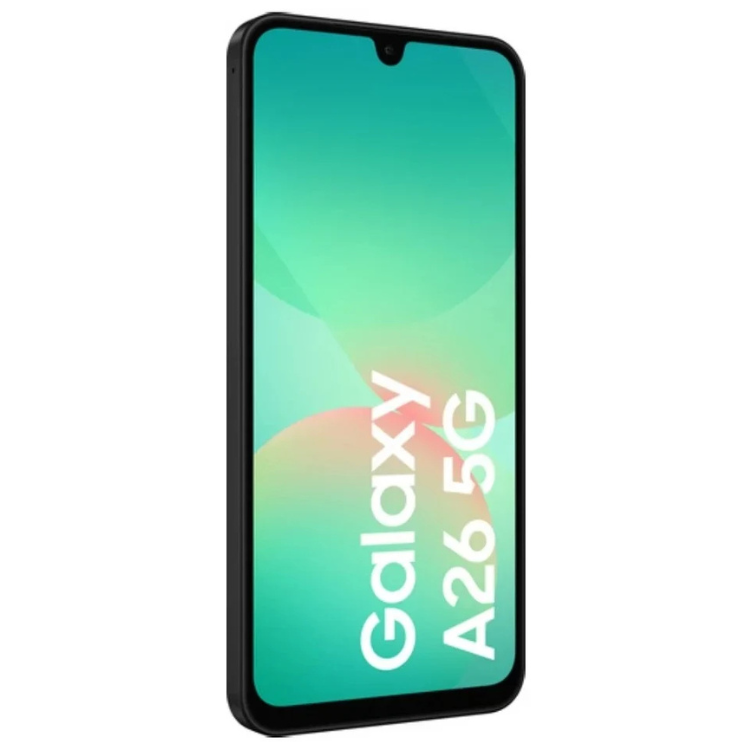 Samsung Galaxy A26 5G preto, ecrã de 6.7 polegadas, 8GB/256GB.