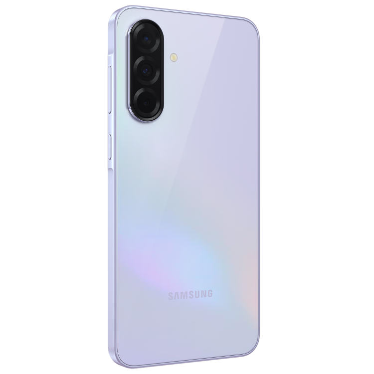 Samsung Galaxy A36 5G, cor lavanda, 8GB/256GB, câmera tripla, logotipo Samsung na parte inferior.