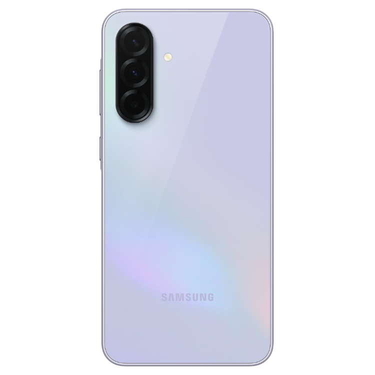 Samsung Galaxy A36 5G, cor lavanda, 8GB/256GB, câmera tripla, logotipo Samsung na parte inferior.