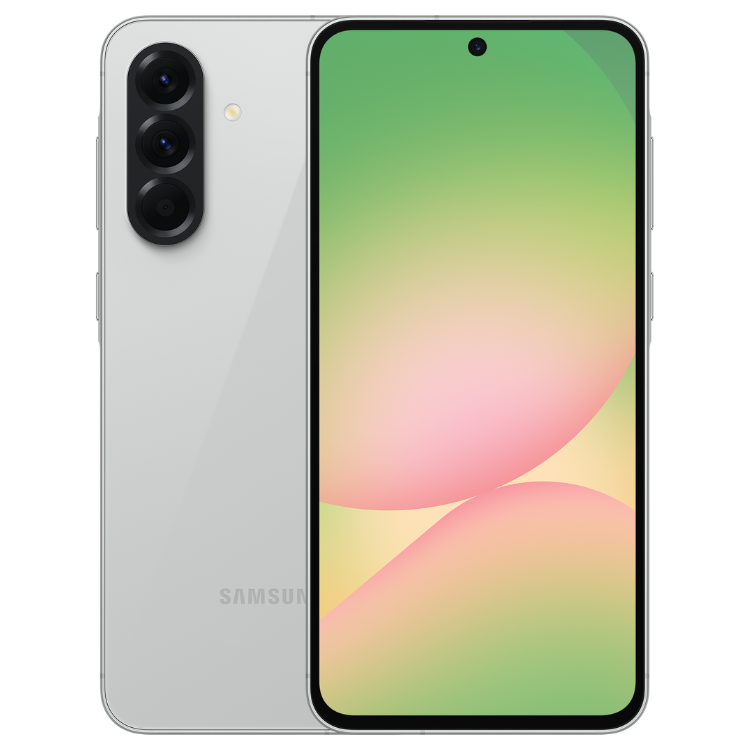Samsung Galaxy A56 5G cinzento, smartphone com ecrã 6,5 polegadas, processador octa-core, câmaras triplas, bateria 5000mAh, 8GB/256GB.