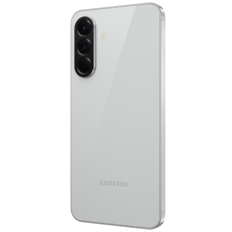 Samsung Galaxy A56 5G cinzento, smartphone com câmaras triplas.