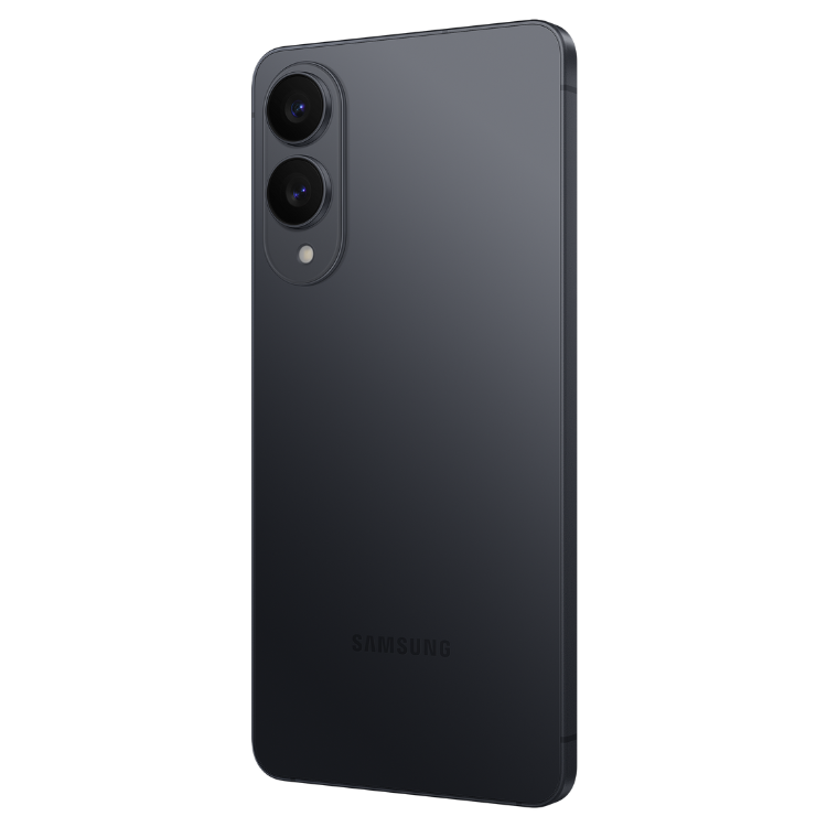 Samsung Galaxy S25 Edge preto com duas câmeras traseiras.