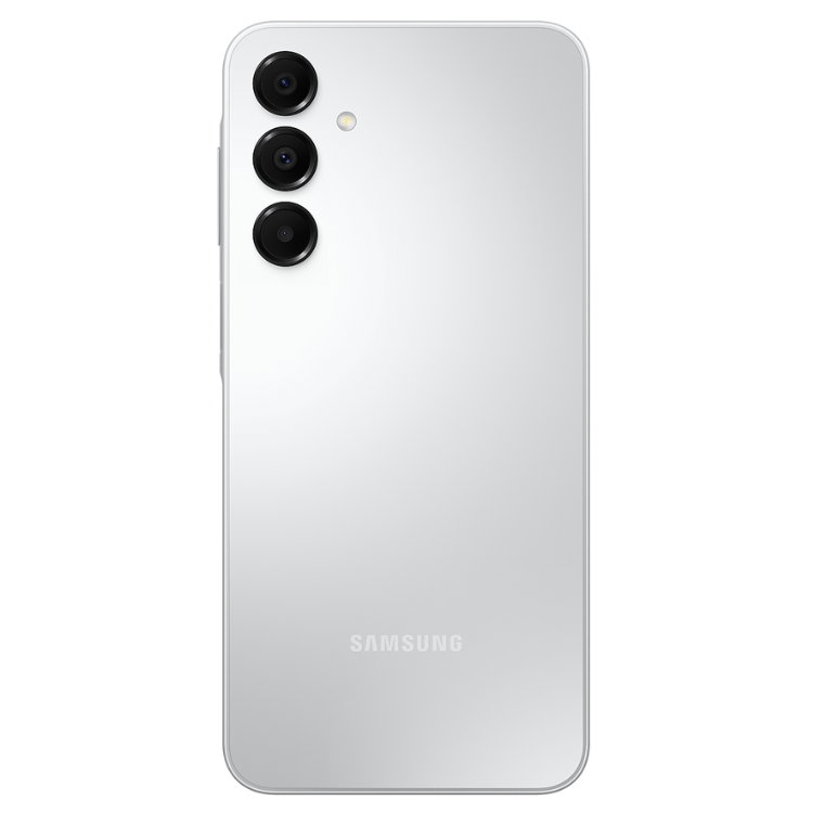 Samsung Galaxy A16 cinzento, smartphone com 3 câmaras traseiras.