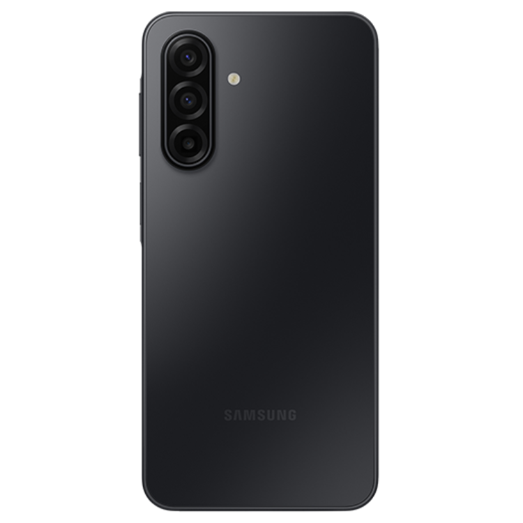 Samsung Galaxy A17 5G preto, smartphone com três câmeras verticais na parte de trás.
