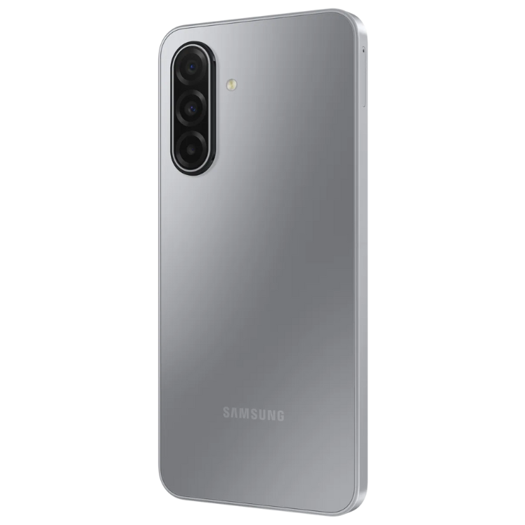 Samsung Galaxy A17 5G cinzento com 3 câmeras traseiras e logotipo SAMSUNG