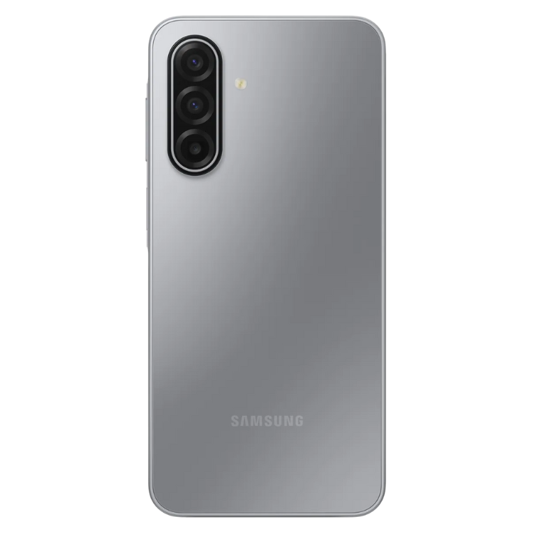 Samsung Galaxy A17 5G cinzento com três câmaras verticais na parte de trás.