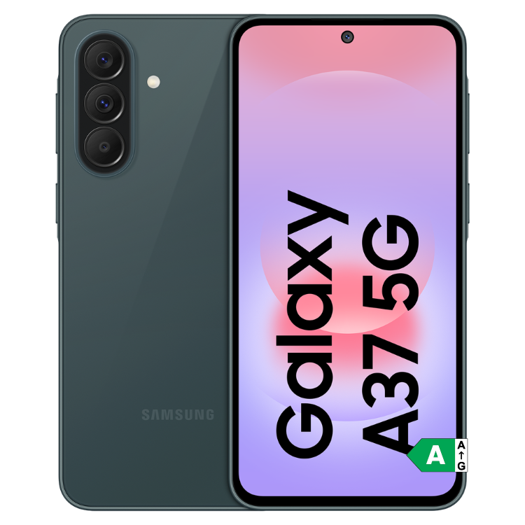 Samsung Galaxy A37 5G, verde, 8GB/256GB, frente e verso.
