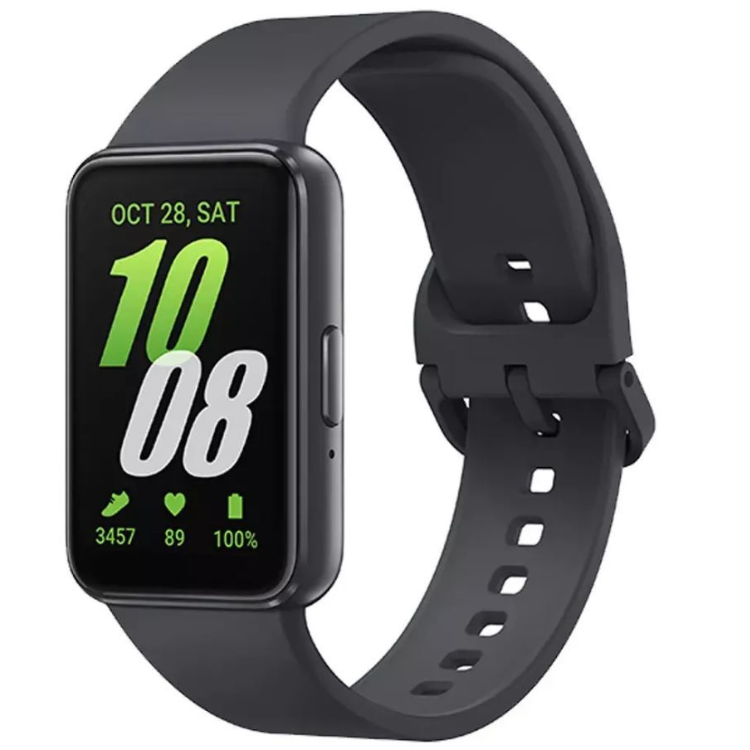 Smartband Samsung Galaxy Fit 3, 40mm, preto, com pulseira de borracha e ecrã digital.