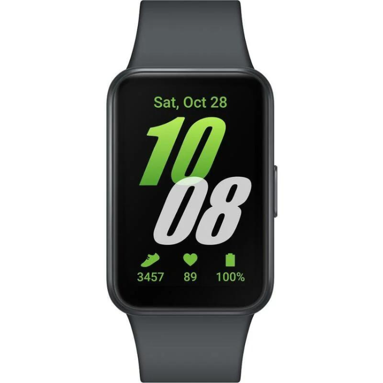 Smartband Samsung Galaxy Fit 3, 40mm, preto, com ecrã digital a mostrar data e informações de saúde.