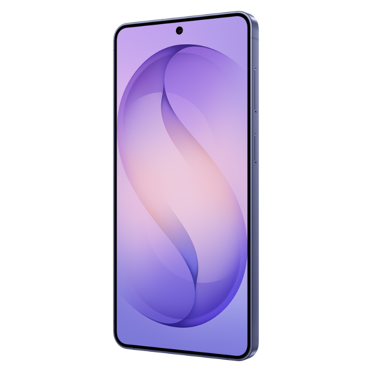 Samsung Galaxy S26, smartphone violeta 5G, ecrã ligado.