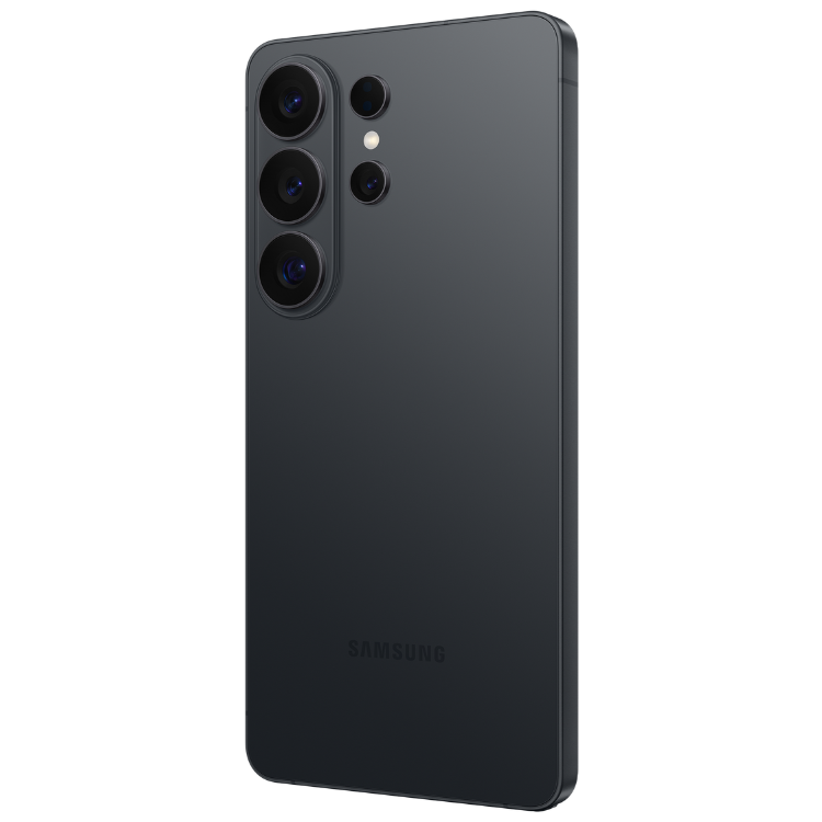 Samsung Galaxy S26 Ultra preto com quatro câmeras na parte de trás.
