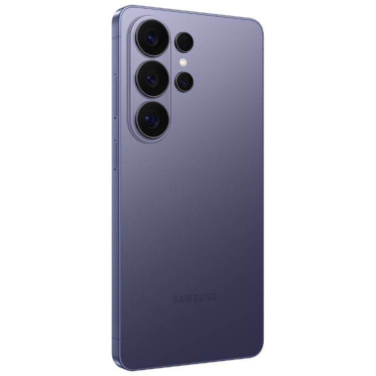 Samsung Galaxy S26 Ultra, violeta, 4 câmeras traseiras e logotipo.