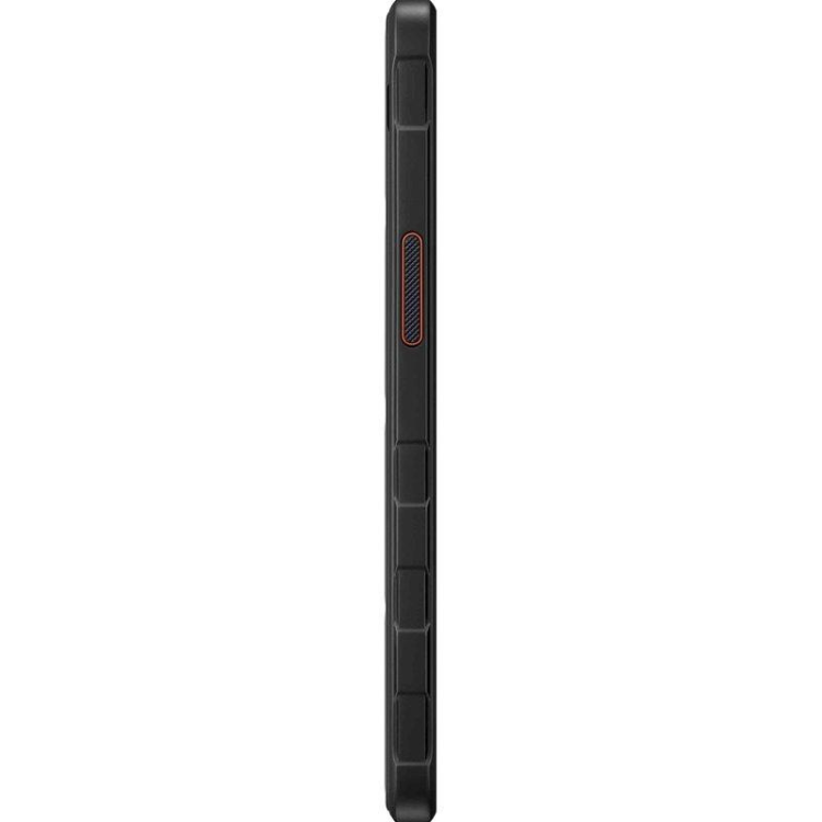 Samsung Xcover 7 G556 5G 6GB/128GB Dual Sim Preto Enterprise Edition, smartphone preto com detalhes em vermelho na lateral.