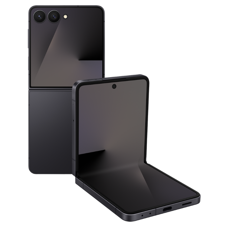 Smartphone Samsung Galaxy Z Flip7, preto, dobrável, 2 unidades.