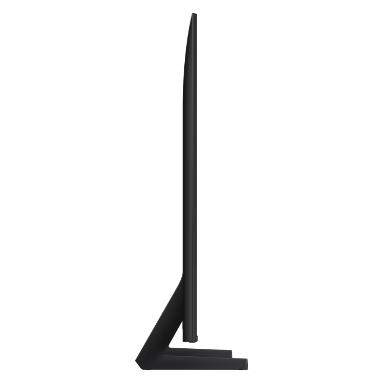 Televisão Samsung Q8F 2025 Smart TV 65" QLED 4K Vision AI, lateral, preto, com base.
