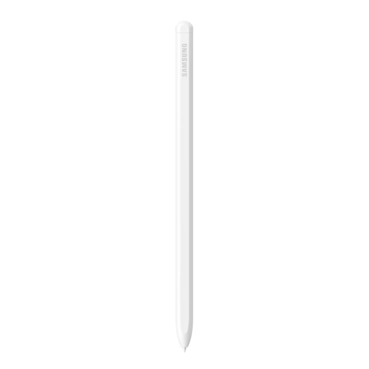 Caneta stylus Samsung branca com logotipo SAMSUNG.