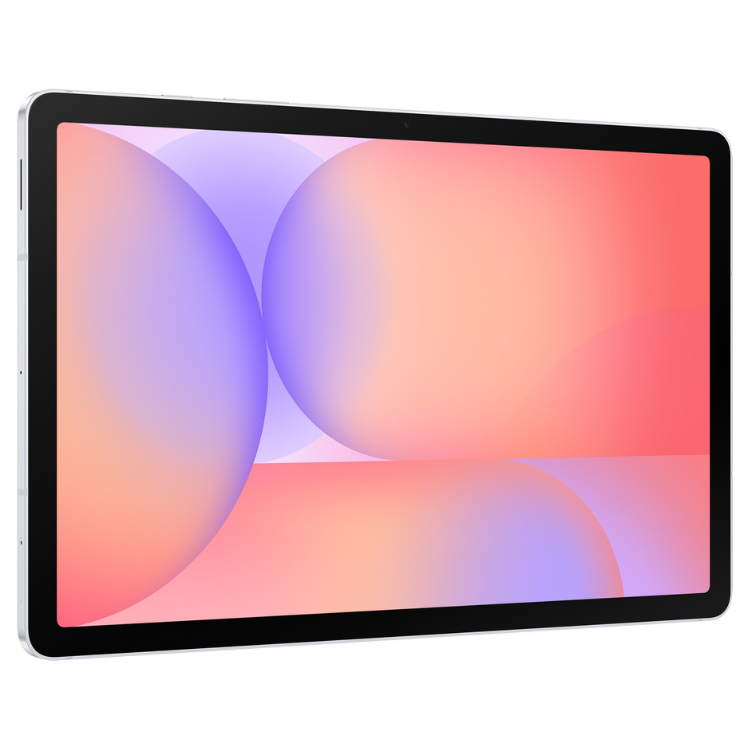 Tablet Samsung prata com ecrã colorido.
