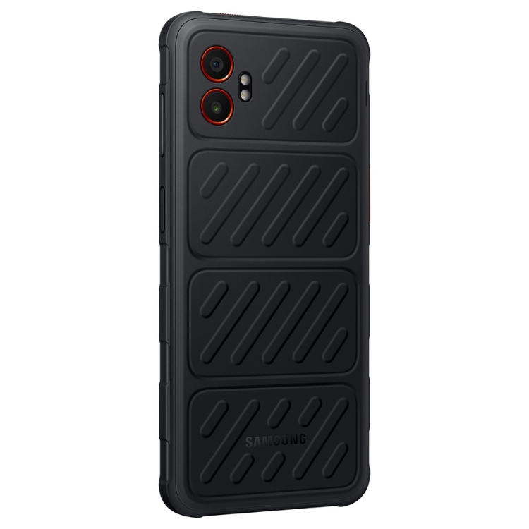Telefone inteligente Samsung Galaxy XCover 7 Pro 5G preto com 6.6 polegadas, câmaras duplas e design resistente.