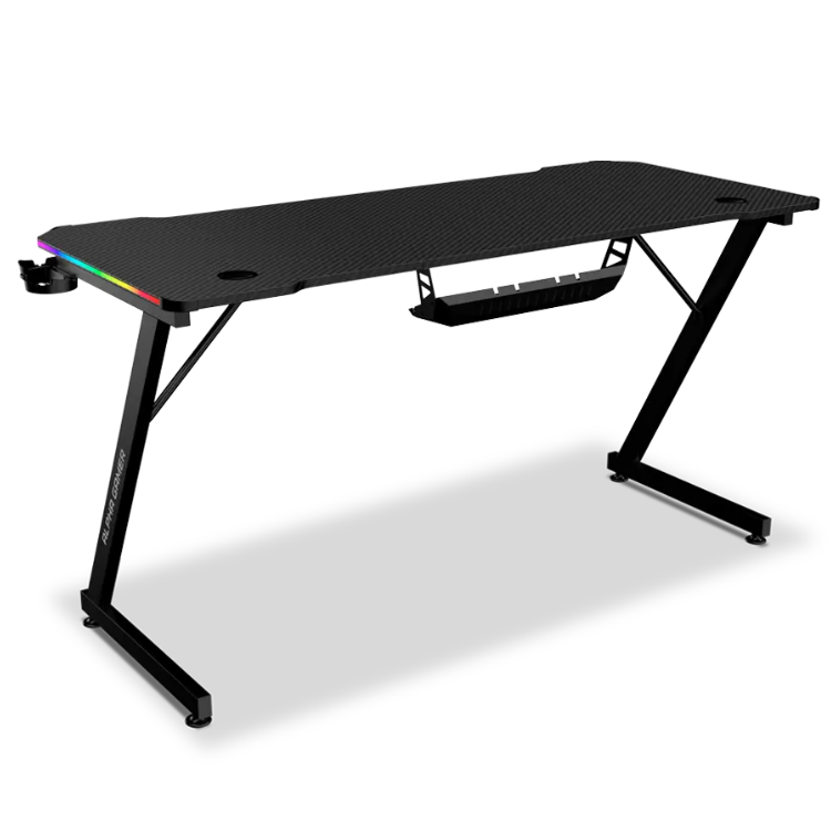 Secretária Gaming Alpha Gamer Gemina RGB 140cm Preto