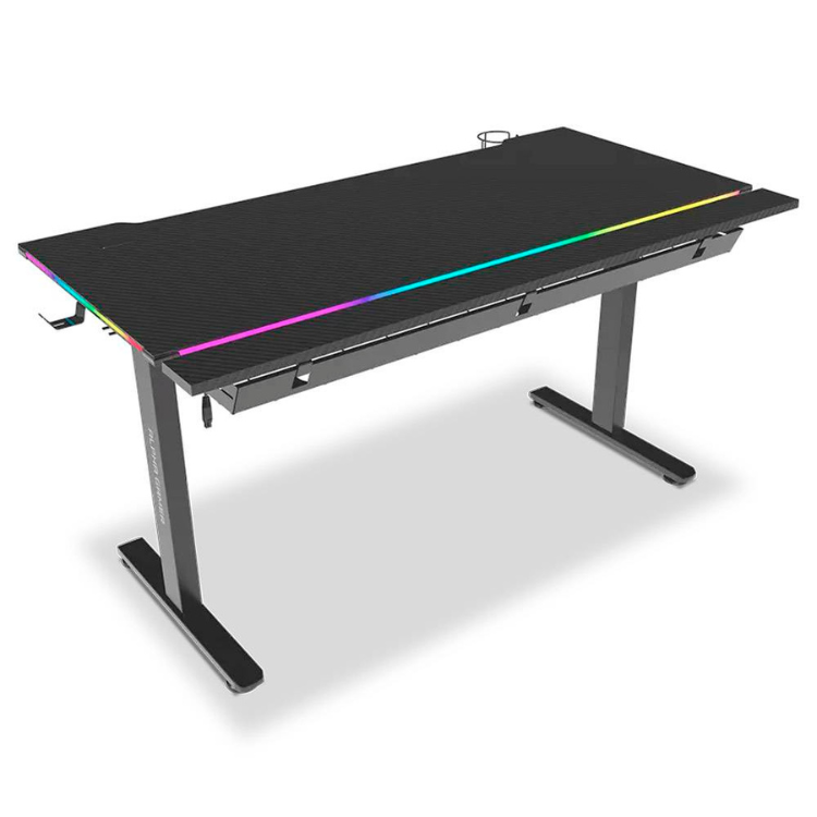Secretária Gaming Elevatória Elétrica Alpha Gamer Zorya RGB 140cm Preto