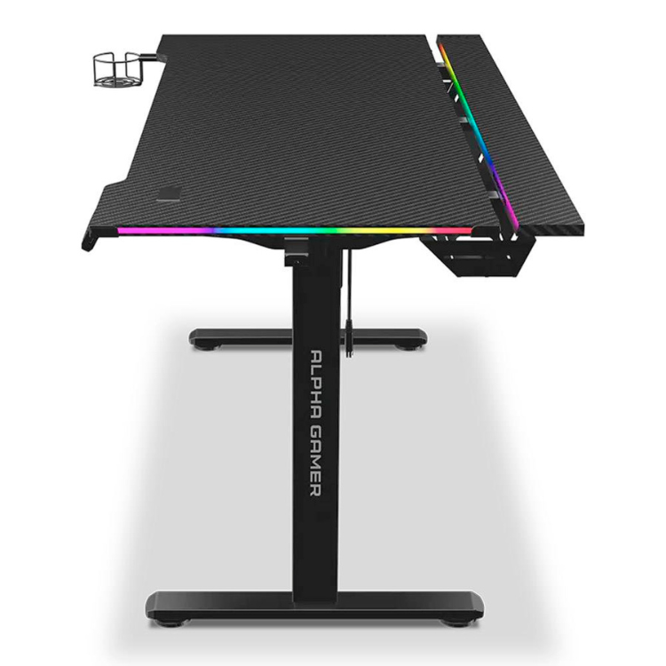 Secretária Gaming Elevatória Elétrica Alpha Gamer Zorya RGB 140cm Preto