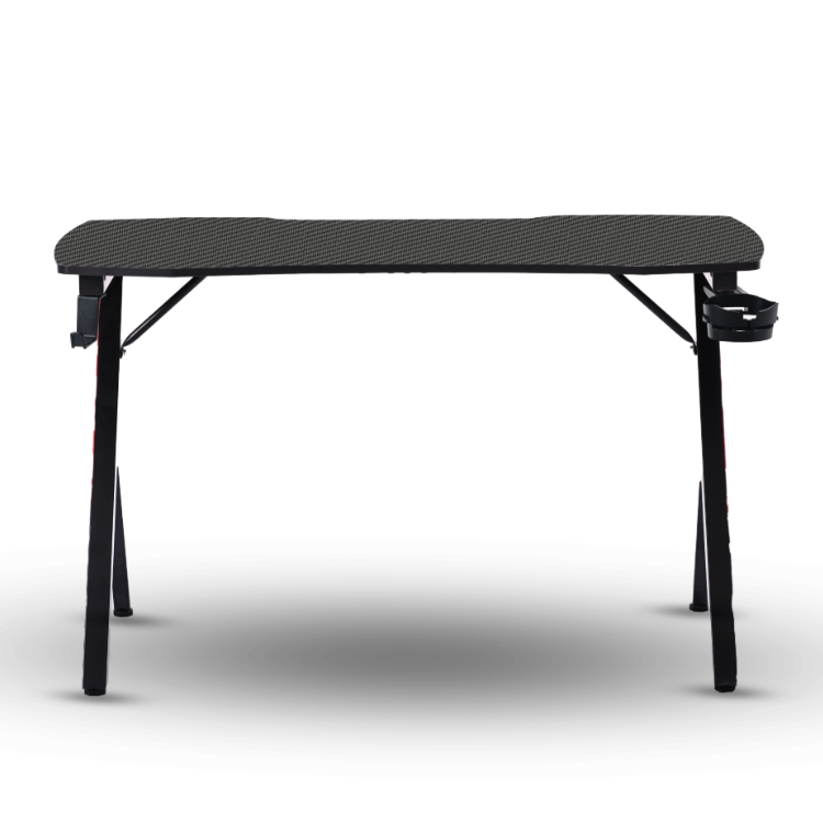 Black Napofix Yani gaming desk, ergonomic design with cushion top.