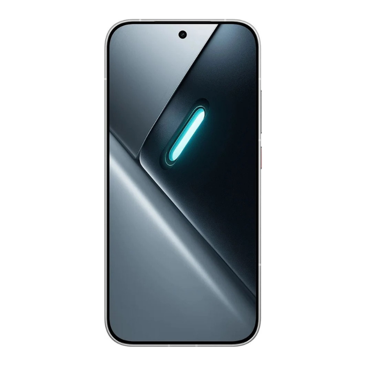Smartphone Poco X8 Pro 5G branco, ecrã AMOLED com luz azul acesa no centro.