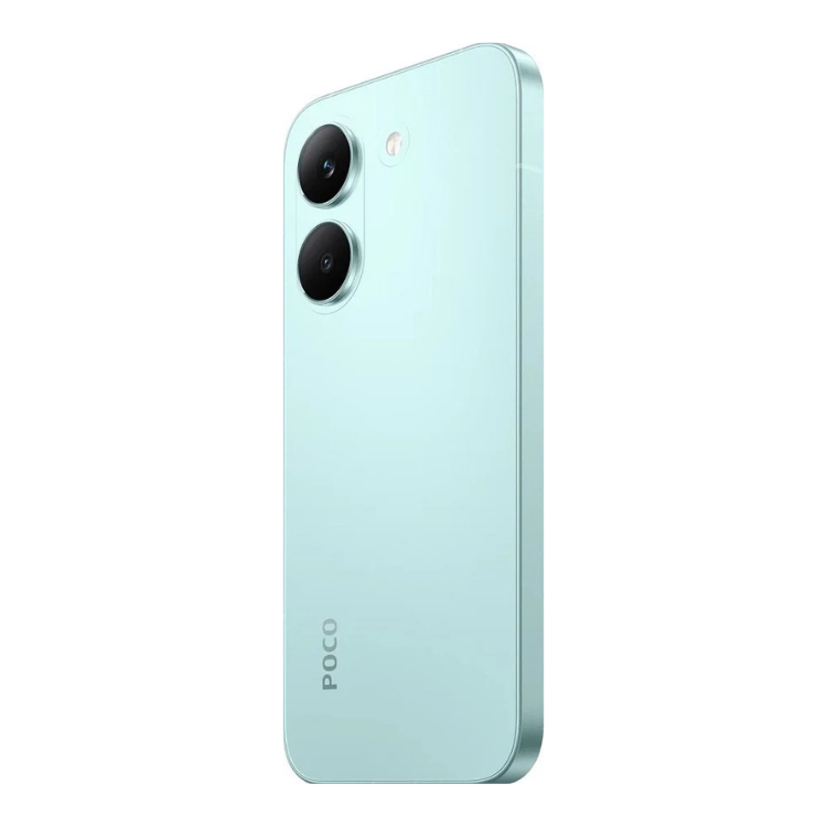 Smartphone Poco X8 Pro 5G, cor verde, câmaras duplas verticais e marca Poco na parte inferior.