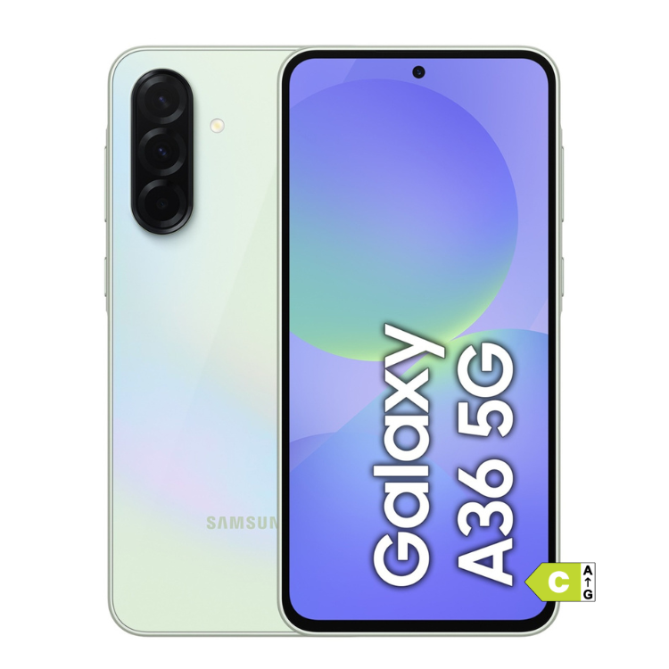 Samsung Galaxy A36 5G, cor lima, 8GB/256GB, dual sim, smartphone com ecrã 6.7 polegadas.