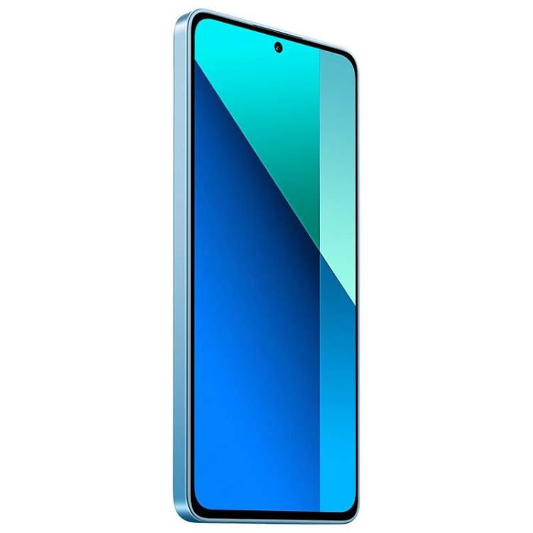 Smartphone Xiaomi Redmi Note 13 8GB/256GB Dual Sim, cor azul claro, ecrã com tons de azul.