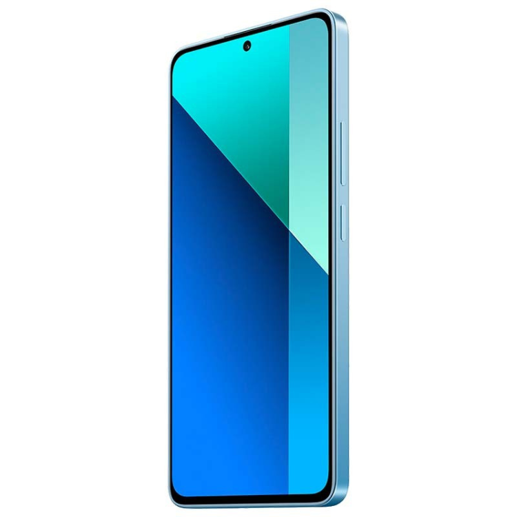 Smartphone Xiaomi Redmi Note 13 8GB/256GB Dual Sim, cor azul claro, ecrã com tons de azul.