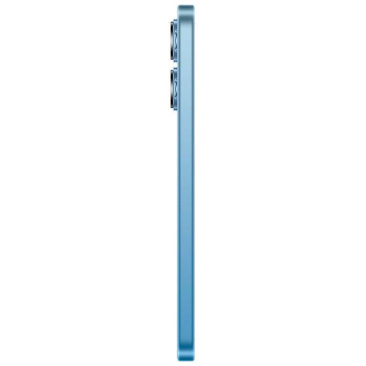 Smartphone Xiaomi Redmi Note 13, cor azul, lado lateral com três botões.
