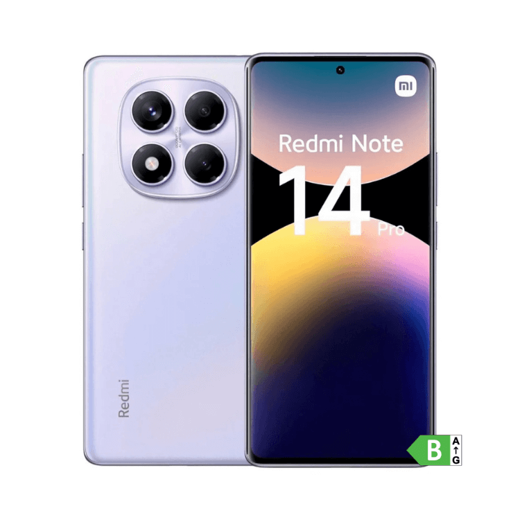 Smartphone Xiaomi Redmi Note 14 Pro, roxo, 12GB/512GB, câmaras quádruplas, ecrã 6.67 polegadas.